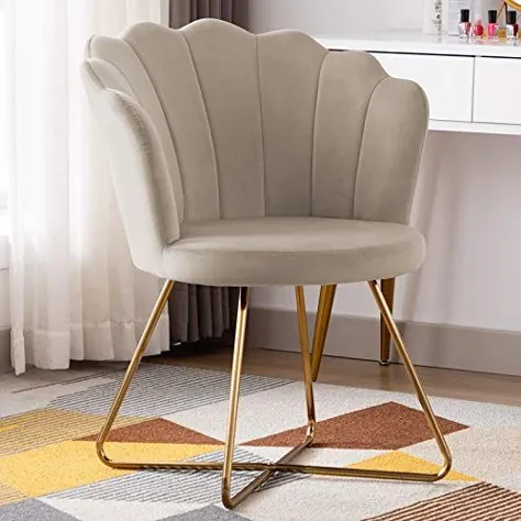 صندلی صندلی آهسته Duhome Velvet صندلی آرایش صندلی مهمان صندلی میز تحریمی صندلی اتاق نشیمن صندلی با پایه های طلای فلزی خاکی