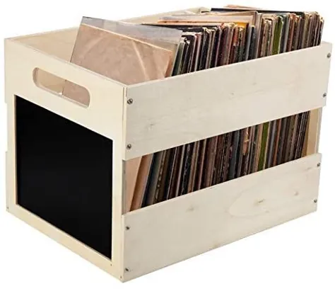 جعبه ضبط چوبی دسته دار با تخته سیاه تخته دو طرفه - جعبه ذخیره سازی ضبط ذخیره سازی ضبط جعبه چوبی یکپارچه نگهدارنده جعبه نگهدارنده ضبط جعبه مکعب دارنده نگهدارنده جعبه ذخیره CD ضبط کتاب