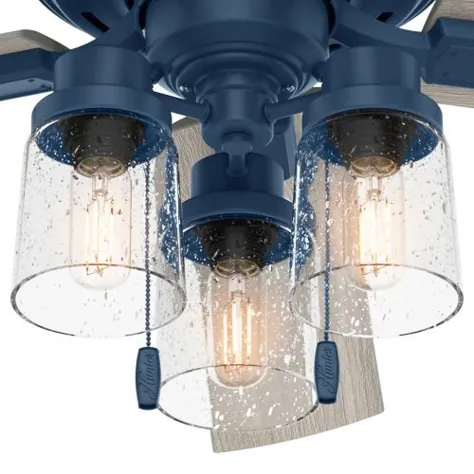 پنکه سقفی هارتلند نیلی آبی 52 اینچ سه نور چراغ سقفی LED 50312 |  بلاکور