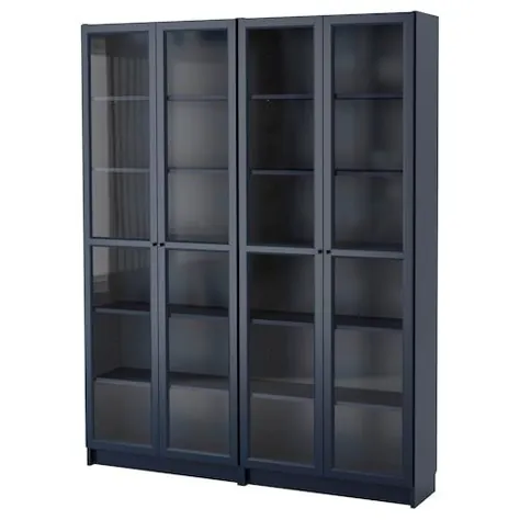 کتابخانه BILLY / OXBERG با درهای شیشه ای ، قهوه ای سیاه ، 47 1 / 4x11 3 / 4x79 1/2 "- IKEA
