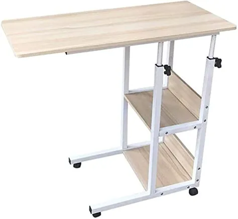 میزهای تختخواب YYDD مخصوص غذا خوردن و میزهای قابل تنظیم میز لپ تاپ کنار میز ، دارای قفسه کتاب ، میز ایستاده آسانسور ، سینی متحرک قابل تنظیم قابل تنظیم چند منظوره ، میز میز مبل کنار میز را یاد بگیرید