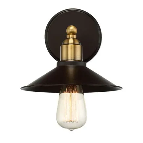 251 First River Station Rubson Bronze and Brass One Light Industrial Wall Sconce |  بلاکور