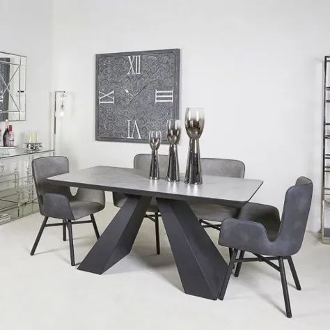 میز ناهار خوری چوبی مشکی و خاکستری اکسل و 4 صندلی غذاخوری خاکستری |  تصویر خانه عالی