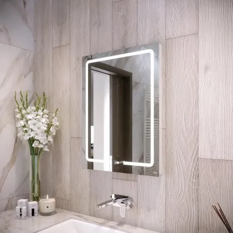 آینه حمام LED RAK Pegasus با پد دمیستر و سوکت ریش تراش 800 600 600 میلی متر - قدرت اصلی