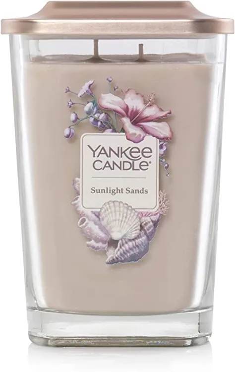 شمع معطر Yankee Candle Elevation with Platform Cover Sunlight Sands، Large 2-wick، 80 Hour Time Burn