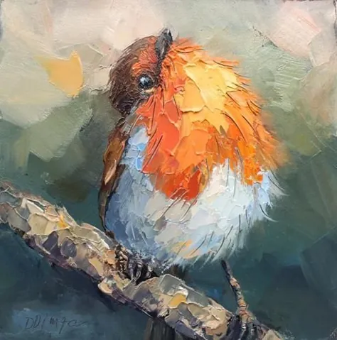 پرنده نارنجی روی شاخه