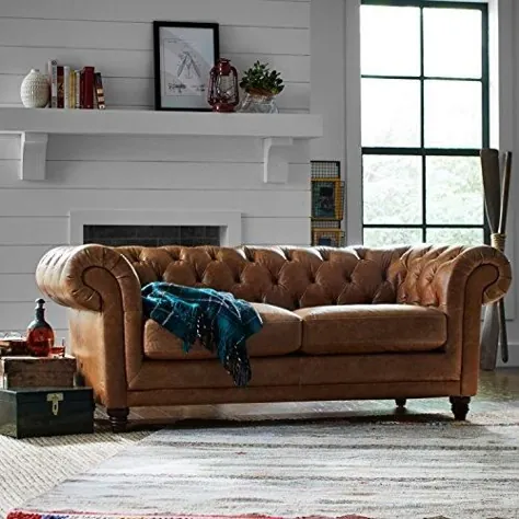 نیمکت چرمی تافته مدرن Chesterfield