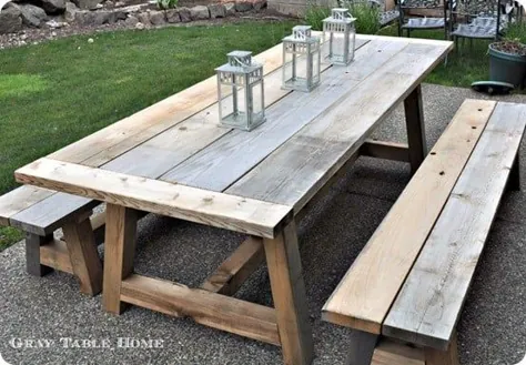 میز و نیمکت های ناهار خوری در فضای باز چوبی - KnockOffDecor.com