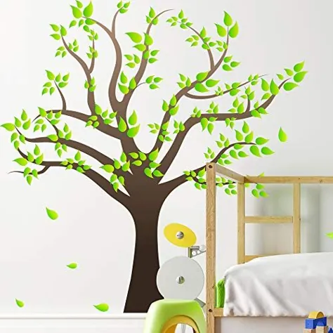 RAINBOW WSK RW-1080 3D Green Tree Tickers Wall Photo Family Family Tree Wall Decal Removable Peel and Stick DIY Art Wallpaper برای کودکان و نوجوانان دختر بچه ها اتاق خواب اتاق حمام اتاق نشیمن دفاتر مهد کودک