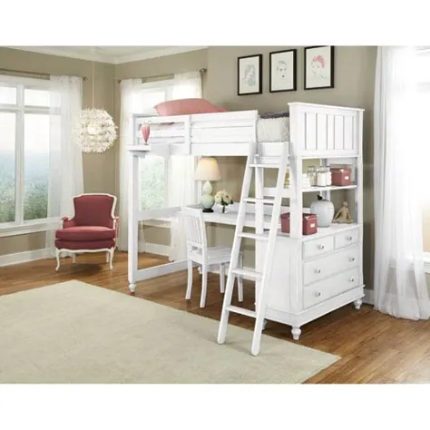 Ne Kids Lake Loft White Twin Loft With Desk 1040nd | بلاکور