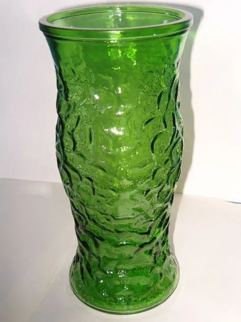 گلدان شیشه ای Forest Green Hoosier 4 9 75 in Tall Depression Glass Wide