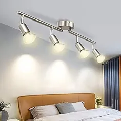 DLLT LED LED 4 Light Light Track Lighting Light، Flush Mount Wall or سقف چراغ های لامپ ، لامپ لهجه ای تزئینی قابل تنظیم قابل تنظیم برای آشپزخانه ، اتاق نشیمن ، اتاق خواب ، لامپ های راهرو GU10 شامل
