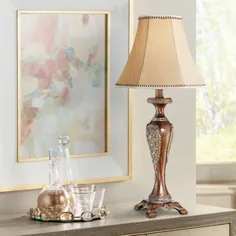 Regency Hill Tracent Accent Table Lamp Table Candentick Bronze Candle Stick Bell Shade for اتاق نشیمن اتاق خواب تختخواب خانوادگی - Walmart.com