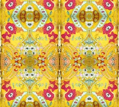 پارچه های رنگارنگ چاپ شده توسط Spoonflower - باغ زرد لذت - بزرگ