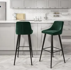 چهارپایه نوار مخملی سبز تیره - میسی |  مبلمان 123