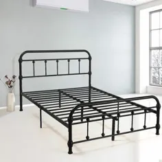 Charlton Home® Imkamp Metal Platform اندازه تخت: کامل ، رنگ: مشکی