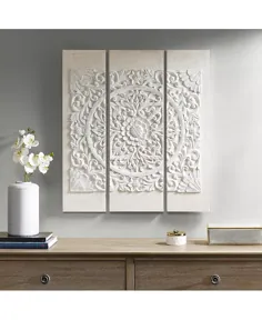 JLA Home Madison Park Mandala White 3-PC.  مجموعه و بررسیهای نقاشی دیواری سه بعدی تزیین شده - وال آرت - میسی