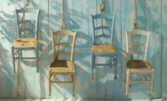 Sedia shabby in legno massello laccato opaco con SEDUTA IMPAGLIATA - هنر 2343