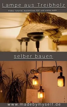 Lampe aus Treibholz und alten Gin Flaschen (میمون 47) - ساخته خودم