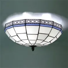 چراغ سقفی فلاش الگوی هندسی 16 اینچ آبی و سفید به سبک تیفانی - Homelava.com