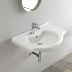 دیواری سرامیکی سفید مستطیلی سوار شده یا در سینک حمام رها می شود