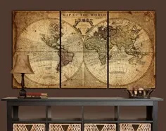 نقشه جهان بوم نقشه عتیقه نقشه دیوار بزرگ تا 6 فوت. |  اتسی