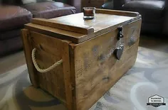 روتیک صندوق چوبی صندوق چوبی میز قهوه خوری Shabby Vintage |  eBay