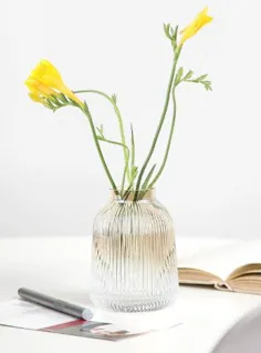 گلدان شیشه ای برش برش دستی با کیفیت بالا و انگشتر فلزی برتر