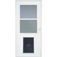 LARSON Pet Door XL 32-in x 81-in White View-Universal برگشت پذیر چوب هسته اصلی درب طوفان Lowes.com