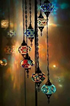 موزاییک شیشه ای ترکی مراکشی Multicolour Tiffany Floor Lamp Light 7 Large Globe |  eBay