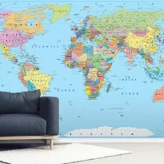 تصویر زمینه و نقشه های دیواری نقشه جهان |  Wallsauce انگلستان