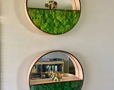 آینه خزه یک دور با قفسه ایده های حمام کوچک دیوار |  اتسی