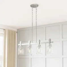 Collection Decorators Home Knollwood 4-Light Brush Nickel Linear Luster with Clear Glass Shades-7993HDCBN - The Home Depot