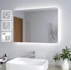 چراغ آینه حمام LED با نور پس زمینه 700 x 500 میلی متر با نور پس زمینه مدرن با سنسور لمسی عمودی افقی