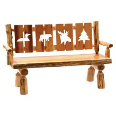 Fireside Lodge Furniture Cedar نیمکت ناهار خوری با پشت برش خورده