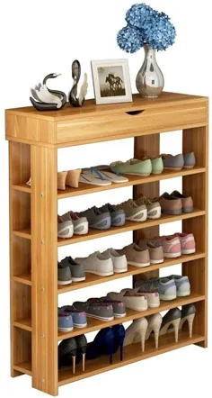 Soges 5-Tier Shoe Rack 29.5 اینچ چوبی ذخیره سازی کفش قفسه سازمان کفش ، Teak L24-XTK