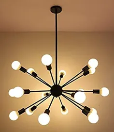 لوستر Ganeed Sputnik ، چراغ های سقفی وسط قرن 18 ، چراغ های آویز صنعتی ، روشنایی لوسترهای مدرن برای اتاق آشپزخانه اتاق ناهارخوری اتاق خواب (سیاه)