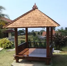 Gazebo Minimalis kayu Kelapa Atap Sirap، Gazebo Kayu Kelapa |  Cahaya Mebel Jepara