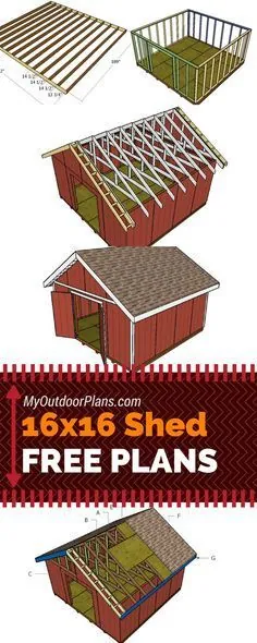 طرحهای 16x16 Gable Shed |  MyOutdoorPlans |  طرح ها و پروژه های رایگان نجاری ، DIY Shed ، Wooden Playhouse ، کلاه فرنگی ، Bbq
