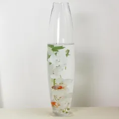 گلدان شیشه ای سیلندر مخروطی 31 اینچ - قطعه گلدان واضح کف