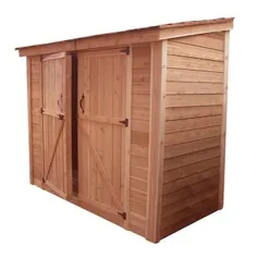 زندگی در فضای باز امروز 8 فوت x 4 فوت فوت ذخیره سازی چوب Lean-to Cedar Shed Lowes.com