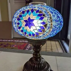 چراغ کف 50 اینچ لامپ ترکیبی لامپ مراکشی قابل تنظیم برای موزاییک کره ای - الگوی خود را انتخاب کنید 5 بزرگ گلوب