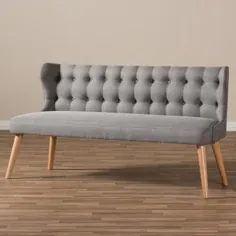 پارچه خاکستری مدرن و چوب طبیعی نیمکت نشینی 3 صندلی HN Home Arets