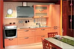 معماری داخلی: فضای داخلی آشپزخانه جمع و جور در چوب سبک