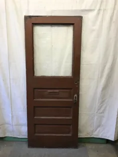 Salvaged Wood Vintage Door 1/2 Glass Architectural Salvage w / Mail Slot