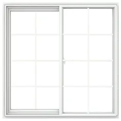 JELD-WEN V-2500 47.5 در x 47.5 در x 2.9065 اینچ در جعبه بین شیشه وینیل جدید ساخت و ساز Egress سفید پنجره کشویی سفید Lowes.com