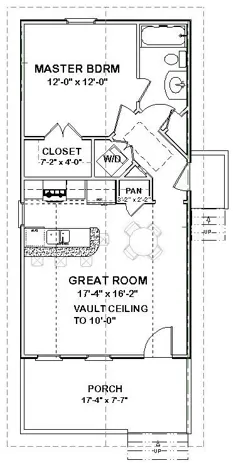 نقشه های ساختمانی کلبه خانگی سفارشی خانه کوچک 1 تختخواب 648 sf --- فایل PDF