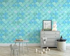 کاغذ دیواری کاغذ دیواری متحرک ماهی آبی |  اتسی