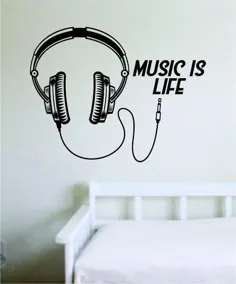 موسیقی است زندگی هدفون دیوار تزئینی برچسب وینیل هنر اتاق خواب دکور اتاق نشیمن نوجوان