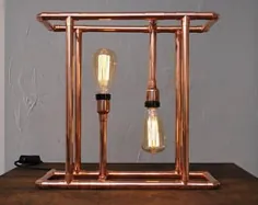 چراغ خواب چراغ خواب چراغ مسی EVO Copper Lampe میز کار مس |  اتسی
